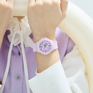 "G-Shock BABY-G+PLUS BGA15K-6A Convertible Watch — pastel matte finish, detachable charm in customizable silicone holder, shimmery dial with pop-inspired day display"