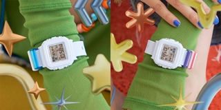G-SHOCK BABY-G+ BGD10L-2 — convertible watch with 9 interchangeable band loops in solid and translucent colors, pixel-art LED animations, shock resistance, and 100M water resistance