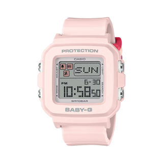G-SHOCK BABY-G+ BGD10L-4 — convertible watch with 9 interchangeable band loops in solid and translucent colors, pixel-art LED animations, shock resistance, and 100M water resistance