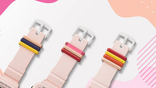 G-SHOCK BABY-G+ BGD10L-4 — convertible watch with 9 interchangeable band loops in solid and translucent colors, pixel-art LED animations, shock resistance, and 100M water resistance