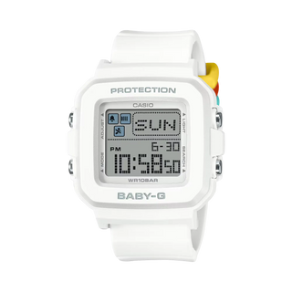 G-SHOCK BABY-G+ BGD10L-7 — convertible watch with 9 interchangeable band loops in solid and translucent colors, pixel-art LED animations, shock resistance, and 100M water resistance