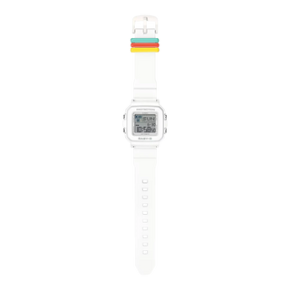 G-SHOCK BABY-G+ BGD10L-7 — convertible watch with 9 interchangeable band loops in solid and translucent colors, pixel-art LED animations, shock resistance, and 100M water resistance