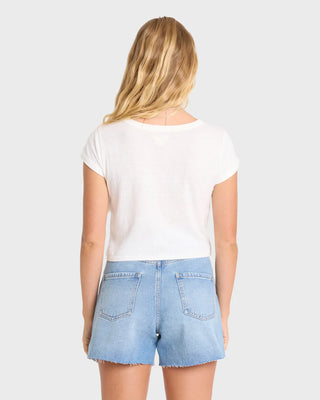 Billabong Daily Tee in Salt Crystal with cropped fit, vintage wash, and soft cotton slub jersey.