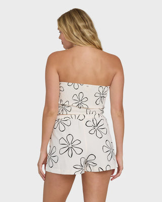 "Billabong Wanderer Good Life Print Woven Shorts in White Cap — women's lightweight printed pull-on shorts"