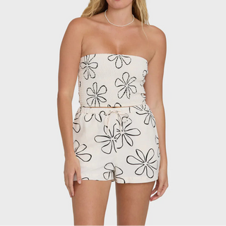 "Billabong Wanderer Good Life Print Woven Shorts in White Cap — women's lightweight printed pull-on shorts"