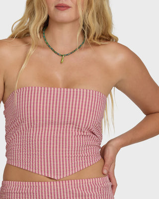 "Billabong So Micro Mini Skirt in Pink Sunset — women's lightweight woven micro-mini pull-on skirt"