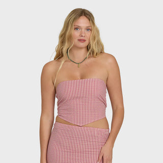 "Billabong So Micro Tank Top in Pink Sunset — women's lightweight woven micro crop tank top"