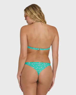 "Billabong Ship Wrecked Shelly Bandeau Bikini Top in Green Tropics — women's printed strapless bandeau bikini top"