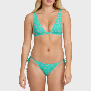 "Billabong Ship Wrecked Tie-Side Tropic Bikini Bottoms in Green Tropics — women's tropical print adjustable tie-side bikini bottoms"