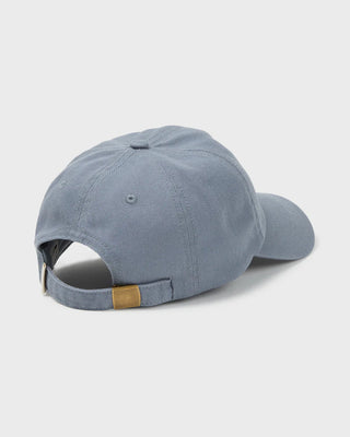 "Billabong Curved Bill Dad Cap in Blue Smoke — women's unstructured low-profile cap, 100% cotton twill, O5 embroidered logo"