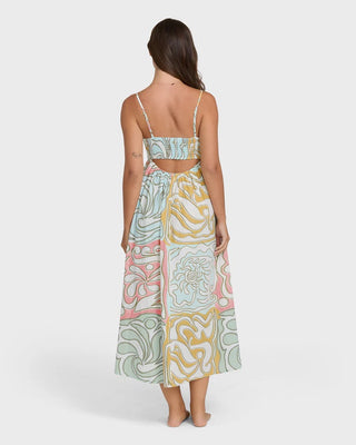 Billabong Clearwater midi dress with flowy silhouette and lightweight fabric
