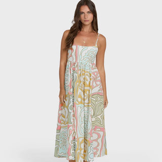 Billabong Clearwater midi dress with flowy silhouette and lightweight fabric
