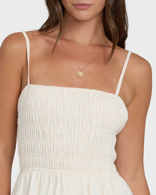 Billabong white mini dress with flowy skirt and lightweight summer design
