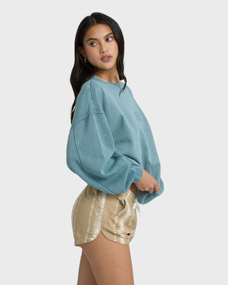 Stone Billabong Road Trippin print shorts with elastic waistband and drawcord, featuring side pockets and relaxed fit.