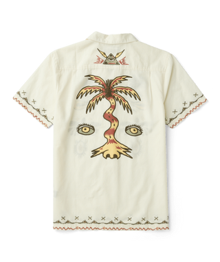 Roark Gonzo Short Sleeve Button Up Shirt in Unbleached, relaxed fit camp collar shirt in 55% organic cotton 45% Tencel blend