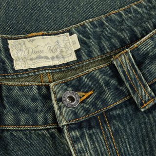 Dime Baggy Denim Pants in Sandblasted Pine with wavy back pockets and embroidered logos.