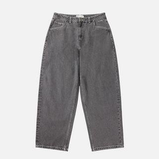 Dime Baggy Wink Denim Pants in Faded Black — 100% cotton with western pockets, wavy patch back pockets, logo embroidery, King Tut printed pocket bags, and embroidered waistband patch