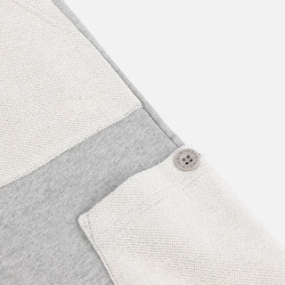 Front view of Dime Reversed Terry Cargo Sweatpants in Ash with contrasting light appliqué pockets, an elasticated waistband, and drawstrings at the leg openings