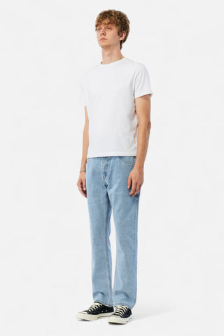 Blue washed Dime straight-leg denim pants with clean classic finish.
