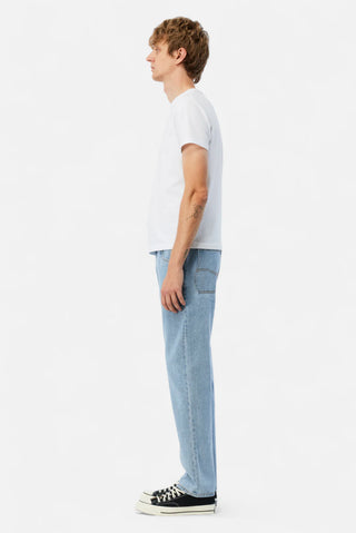 Blue washed Dime straight-leg denim pants with clean classic finish.