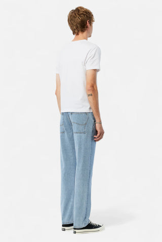 Blue washed Dime straight-leg denim pants with clean classic finish.