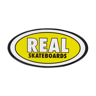 Real Skateboards Classic Oval Medium Sticker in assorted colors — durable vinyl with oval shape design, printed graphic detail, and weather-resistant finish