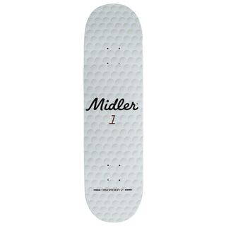 "Disorder Skateboards Alex Midler V1 pro skateboard deck 8.5 Optic White — rising star pro model built for technical street skating"