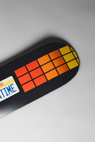 Drift House 8.5" Out A Time skateboard deck with license plate graphic inspired by Back to the Future.