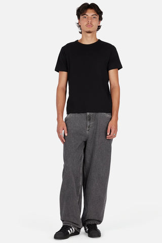 Dime Baggy Wink Denim Pants in Faded Black — 100% cotton with western pockets, wavy patch back pockets, logo embroidery, King Tut printed pocket bags, and embroidered waistband patch