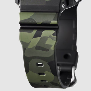 "G-Shock DW6900CMG-3 Bold Camo Gold Watch — MAP printed camo bezel and band, iconic G-mark, classic 6900 silhouette"