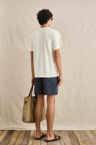 Rhythm Breeze Jam Shorts in Vintage Navy, 100% cotton 20 inch box jam with widened leg silhouette and standard Rhythm trims