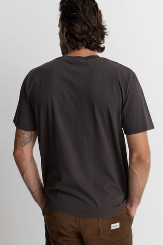 Rhythm Classic Vintage Tee in Vintage Black, 100% cotton, light-weight, contrast stitching, wide neck rib, vintage fit.