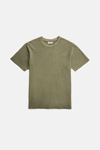 Rhythm Classic Vintage Tee in Olive, 100% cotton, light-weight, contrast stitching, wide neck rib, vintage fit.