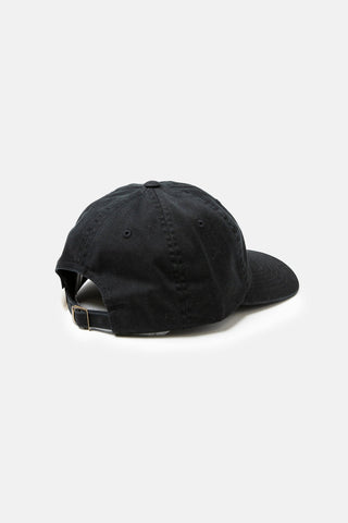 Rhythm Classic Cap in Vintage Black, 100% cotton, five-panel, sun logo embroidery, adjustable strap with metal slider.