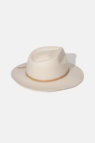 Rhythm Classic Felt Hat in sand, 100% Wool felt, featuring contrast suede wrap, timeless elegance.