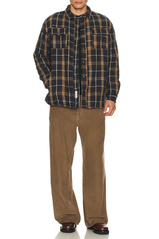 Critical Slide Ranger Check Jacket in Blue with fleece lining and four-pocket cotton construction.