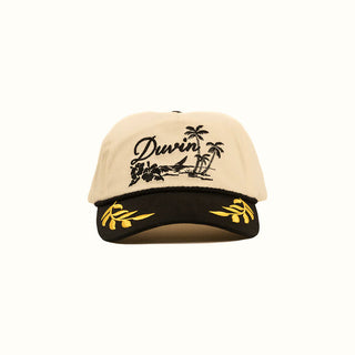 Duvin Captain Hat in Ivory, cotton twill, unstructured, embroidered.