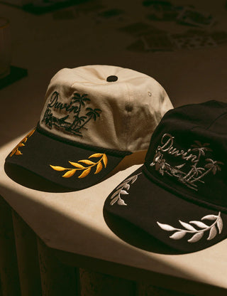 Duvin Captain Hat in Ivory, cotton twill, unstructured, embroidered.
