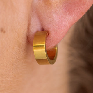 ALCO Jewelry 18K gold-plated hoop earrings, hypoallergenic, water-resistant.