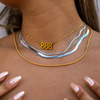 ALCO Haven necklace in 18K gold-plated stainless steel with lobster clasp and 18 inch chain for everyday wear.