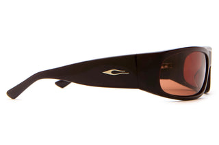 Crap Eyewear Speed Charm Sunglasses in Mahogany Bio/Cinnamon — bioacetate wraparound frames with CR-39 lenses, 100% UVA/UVB protection, and spring hinges