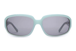 Crap Eyewear Stone Echo in Aqua Bio/Medium Smoke — bioacetate fashion wraparound, CR-39 lenses, 100% UV protection, spring hinges, wire cores, Rx-ready