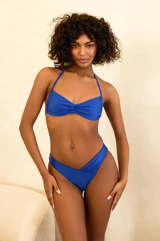 Dippin Daisys Angel bikini bottom in Marina Shimmer with asymmetrical V-cut and cheeky fit.