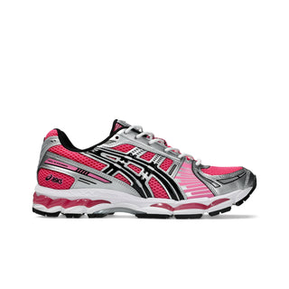 ASICS GEL-KAYANO 12.1 in Dragon Fruit and Black with layered mesh upper and metallic-inspired overlays.