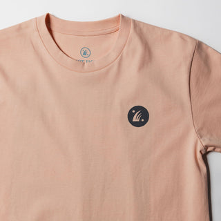 Drift House Sunny Daze Tee in Pale Pink with retro gator graphic and new Drift House logo.