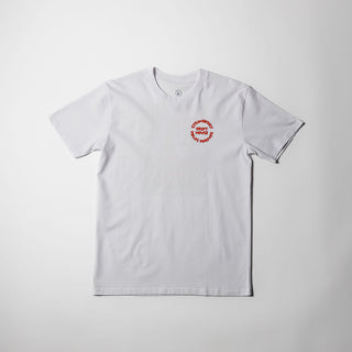 White Drift House Strawberry Nights tee with psychedelic Lennon-inspired back graphic.