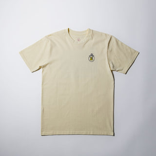 Drift House Good Time Tee in Butter with floral back print and Drift House logo on front.