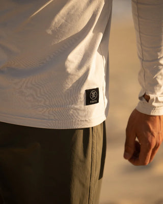 Roark Venture Long Sleeve UPF Hoodie in Off White - UPF 50+ sun protection hoodie with thumbholes and durable snag-resistant fabric