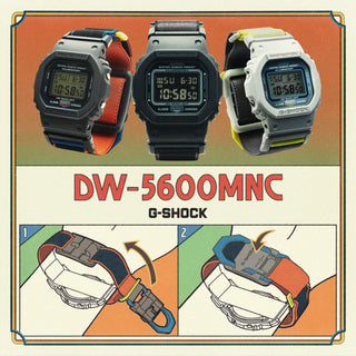 G-SHOCK DW5600MNC-7A8 Watch - Grey/Neon Yellow Cloth Band