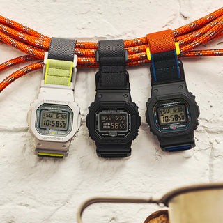 G-SHOCK DW5600MNC-7A8 Watch - Grey/Neon Yellow Cloth Band